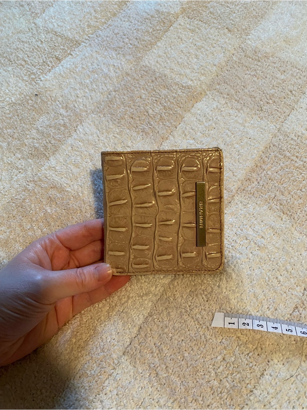 Brahmin Metallic Croc-Embossed Small Wallet in Champagne Gold